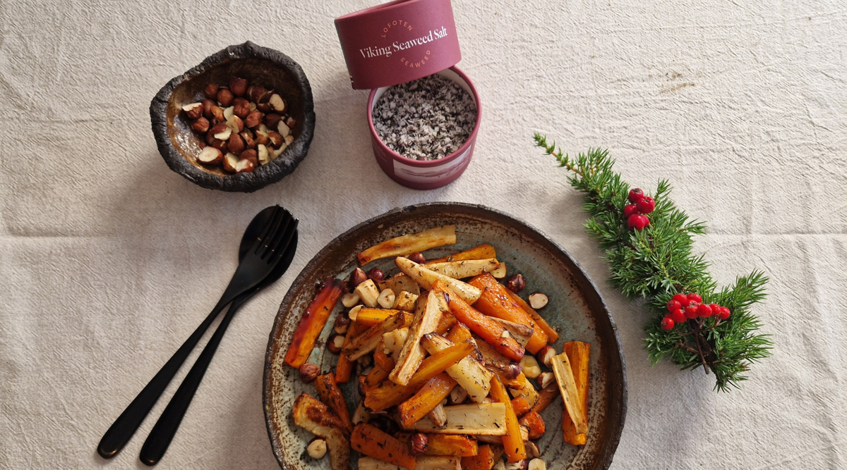 Honey Glazed Parsnips and Carrots with Viking Seaweed Salt